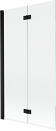 Mexen Mist kétszárnyú bal oldali fürdőszobapanel 100 x 150 cm, átlátszó, fekete - 8A9-100-002-70-00-L