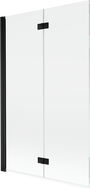 Mexen Mist 2-szárnyú bal oldali fürdőszobai paraván 110 x 150 cm, átlátszó, fekete - 8A9-110-002-70-00-L