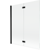 Mexen Mist kádparaván, 2-szárnyú balos 140 x 150 cm, átlátszó, fekete - 8A9-140-002-70-00-L