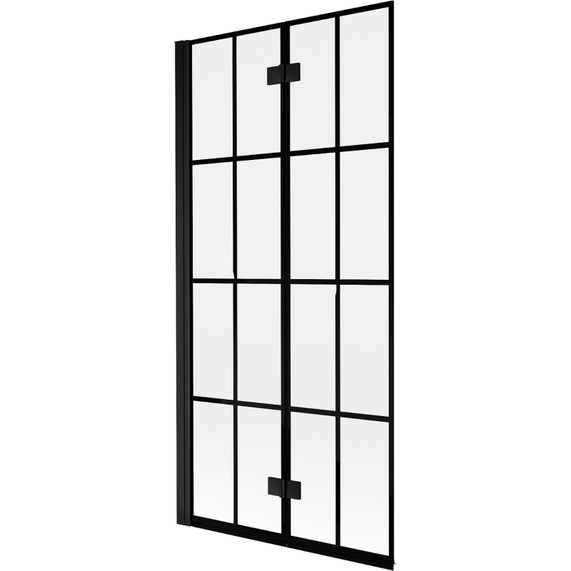 Paravan de duș Mexen Mist cu 2 uși stânga 90 x 150 cm, grilaj negru, negru - 8A9-090-002-70-77-L