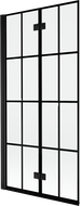 Paravan de duș Mexen Mist cu 2 uși stânga 90 x 150 cm, grilaj negru, negru - 8A9-090-002-70-77-L