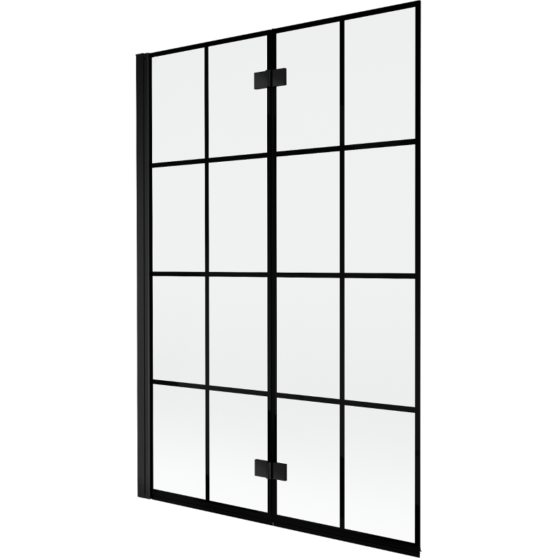 Mexen Mist 2-szárnyú bal oldali kádparaván 120 x 150 cm, fekete rács, fekete - 8A9-120-002-70-77-L