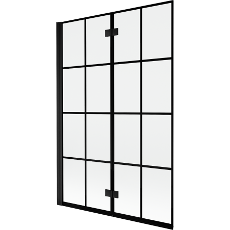 Mexen Mist 2-szárnyú bal oldali kádparaván 120 x 150 cm, fekete rács, fekete - 8A9-120-002-70-77-L