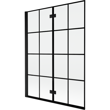 Mexen Mist 2-paneles baloszárny bal paraván 130 x 150 cm, fekete rács, fekete - 8A9-130-002-70-77-L
