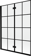 Mexen Mist 2-paneles baloszárny bal paraván 130 x 150 cm, fekete rács, fekete - 8A9-130-002-70-77-L