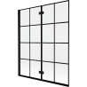 Mexen Mist 2-szárnyú bal oldali fürdőszobai paraván 140 x 150 cm, fekete rács, fekete - 8A9-140-002-70-77-L