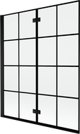 Mexen Mist 2-szárnyú bal oldali fürdőszobai paraván 140 x 150 cm, fekete rács, fekete - 8A9-140-002-70-77-L