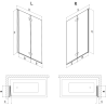 Mexen Mist kádparaván 2-szárnyú jobb 90 x 150 cm, fekete rácsos, fekete - 8A9-090-002-70-77-P