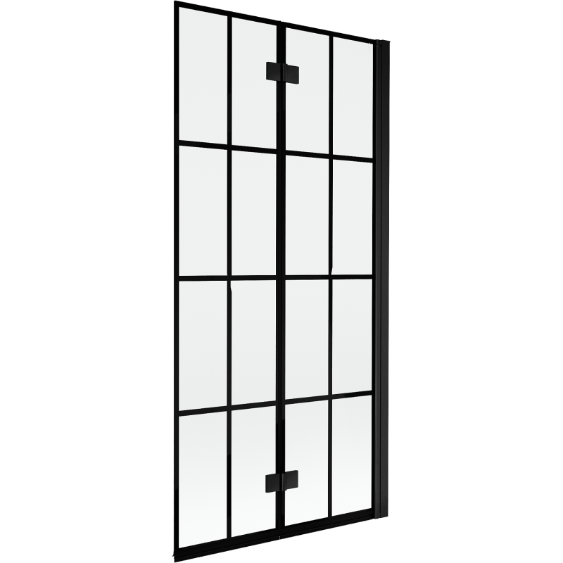 Mexen Mist kádparaván 2-szárnyú jobb 90 x 150 cm, fekete rácsos, fekete - 8A9-090-002-70-77-P