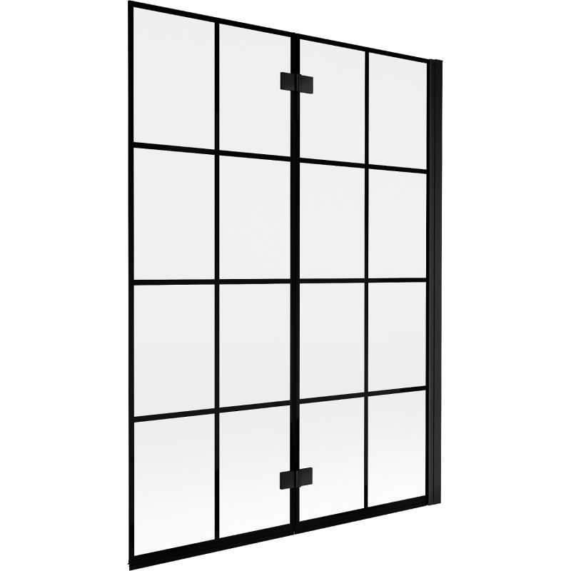 Mexen Mist kádparaván 2-szárnyú jobbos 130 x 150 cm, fekete rács, fekete - 8A9-130-002-70-77-P