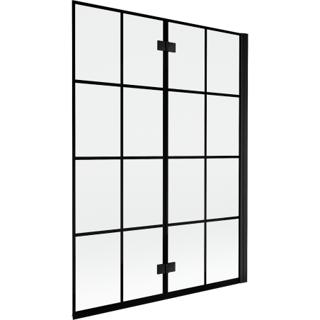 Mexen Mist kádparaván 2-szárnyú jobbos 130 x 150 cm, fekete rács, fekete - 8A9-130-002-70-77-P
