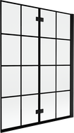 Mexen Mist kádparaván 2-szárnyú jobbos 130 x 150 cm, fekete rács, fekete - 8A9-130-002-70-77-P
