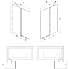 Paravan cadă Mexen Mist, 2-canate, 140 x 150 cm, transparent, auriu - 8A9-140-011-50-00