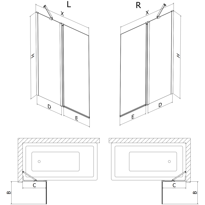 Mexen Mist paravan de duș cu 2 uși 140 x 150 cm, transparent, auriu periat - 8A9-140-011-55-00