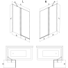 Mexen Mist balos ajtó 2-szárnyú bal 120 x 150 cm, fekete rács, fekete - 8A9-120-011-70-77-L