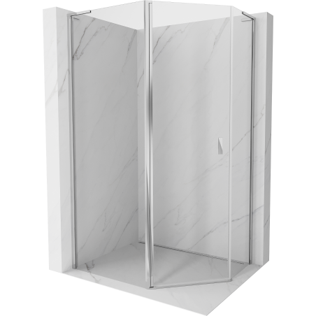 Mexen Mist L cabină de duș pentagonală asimetrică batantă 100 x 90 cm, transparent, crom - 8A8L-100-090-01-00