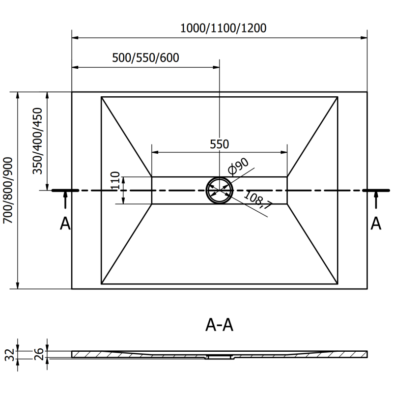 Mexen Toro Recepție de duș dreptunghiulară SMC 100 x 90 cm, negru - 43709010