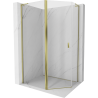 Cabină de duș pentagonală asimetrică Mexen Mist L, ușă articulată, 100 x 80 cm, transparent, auriu - 8A8L-100-080-50-00