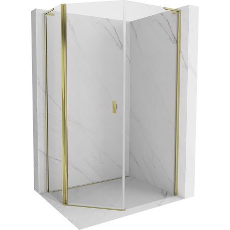 Mexen Mist L aszimetriás ötoldalú zuhanykabin, nyíló ajtóval, 80 x 90 cm, átlátszó, arany - 8A8L-080-090-50-00