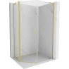 Mexen Mist L cabina de duș pentagonală asimetrică batantă 80x100 cm, transparent, auriu periat - 8A8L-080-100-55-00