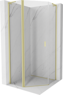 Mexen Mist L cabină de duș pentagonală batantă 100 x 100 cm, transparent, auriu periat - 8A8L-100-100-55-00