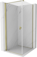 Mexen Mist-B cabină de duș cu uși rabatabile 85 x 85 cm, transparent, auriu - 8A2T-085-085-50-00
