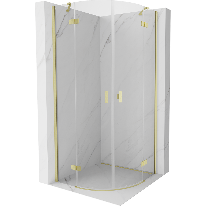 Mexen Mist cabină de duș semicirculară batantă 90 x 90 cm, transparentă, auriu periat - 8A33-090-090-55-00