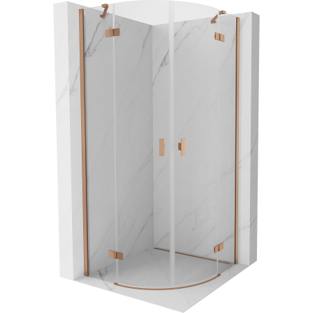 Mexen Mist cabină de duș semicirculară batantă 90 x 90 cm, transparent, cupru periat - 8A33-090-090-65-00