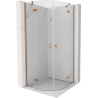 Mexen Mist cabină de duș semicirculară batantă 90 x 90 cm, transparent, cupru periat - 8A33-090-090-65-00