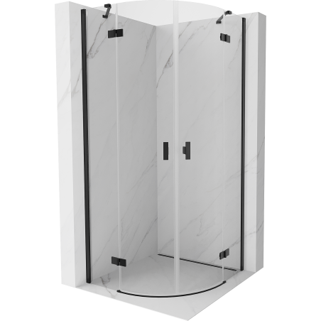 Mexen Mist félköríves zuhanykabin nyíló ajtóval 70 x 70 cm, átlátszó, fekete - 8A33-070-070-70-00