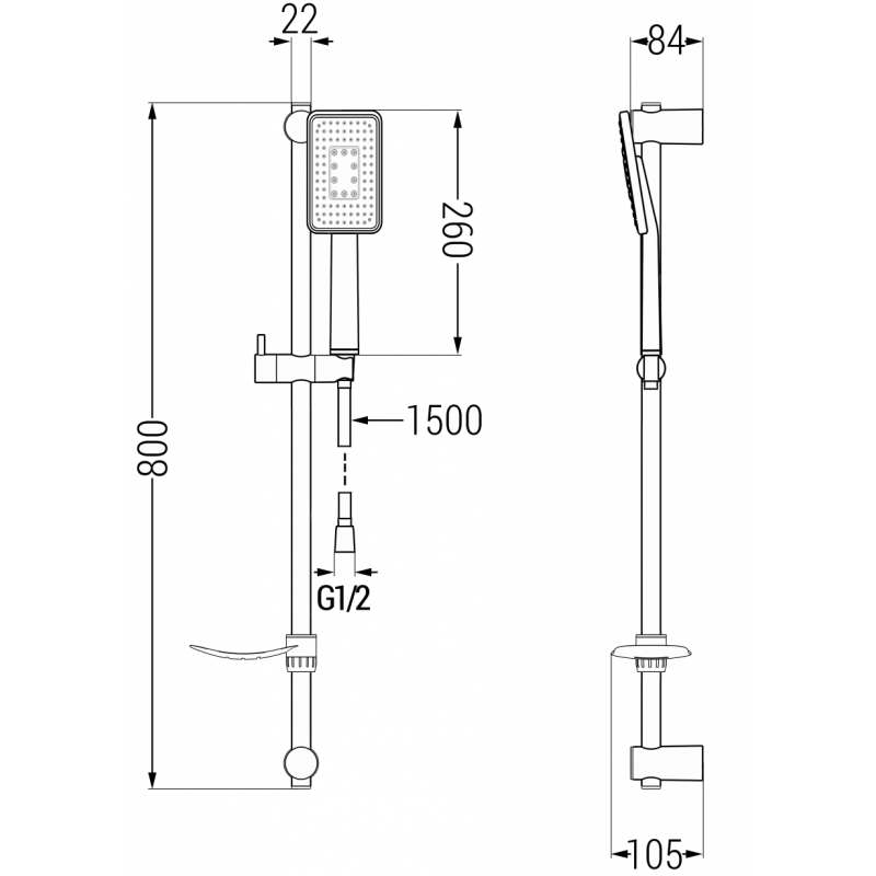 Mexen DF54 set de duș glisant, negru/crom - 785544582-17