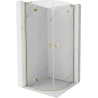 Mexen Mist L cabină de duș semicirculară cu ușă batantă 90 x 90 cm, transparentă, aurie - 8A33L-090-090-50-00
