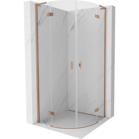 Mexen Mist L cabină de duș semirotundă batantă 90 x 90 cm, transparent, cupru periat - 8A33L-090-090-65-00