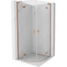 Mexen Mist L cabină de duș semirotundă batantă 90 x 90 cm, transparent, cupru periat - 8A33L-090-090-65-00