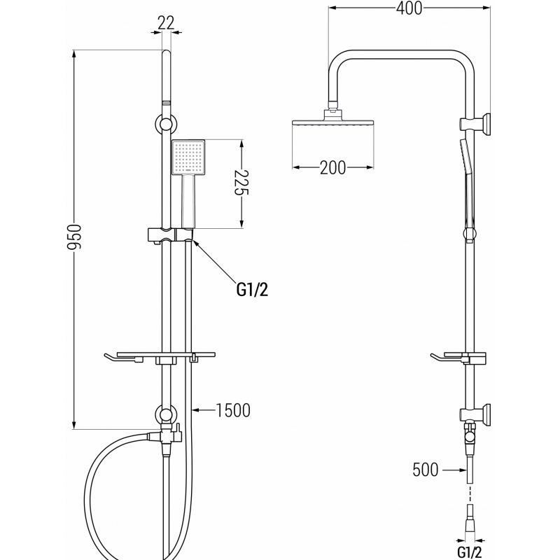 Mexen T45 krómozott zuhanyoszlop - 798454593-00