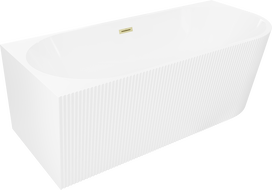 Mexen Silo szabadon álló sarokkád bal bordázott 150 x 75 cm, fehér, arany matt túlfolyóval - 52891507500L-55