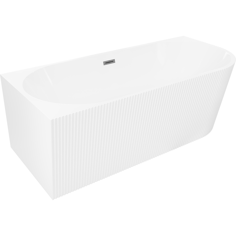 Mexen Silo cadă de baie freestanding colț stânga canelată 150 x 75 cm, albă, preaplin gun metal - 52891507500L-95