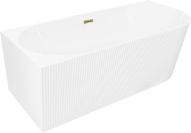 Mexen Silo szabadon álló sarokkád bal bordázott 170 x 80 cm, fehér, arany túlfolyó - 52891708000L-50