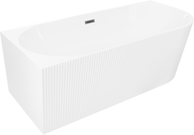 Mexen Silo cadă de baie freestanding colțară stânga canelată 170 x 80 cm, albă, preaplin gri gun periat - 52891708000L-66