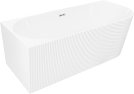 Mexen Silo szabadon álló sarokkád baloldali bordázott 170 x 80 cm, fehér, ecsetelt nikkel túlfolyó - 52891708000L-97