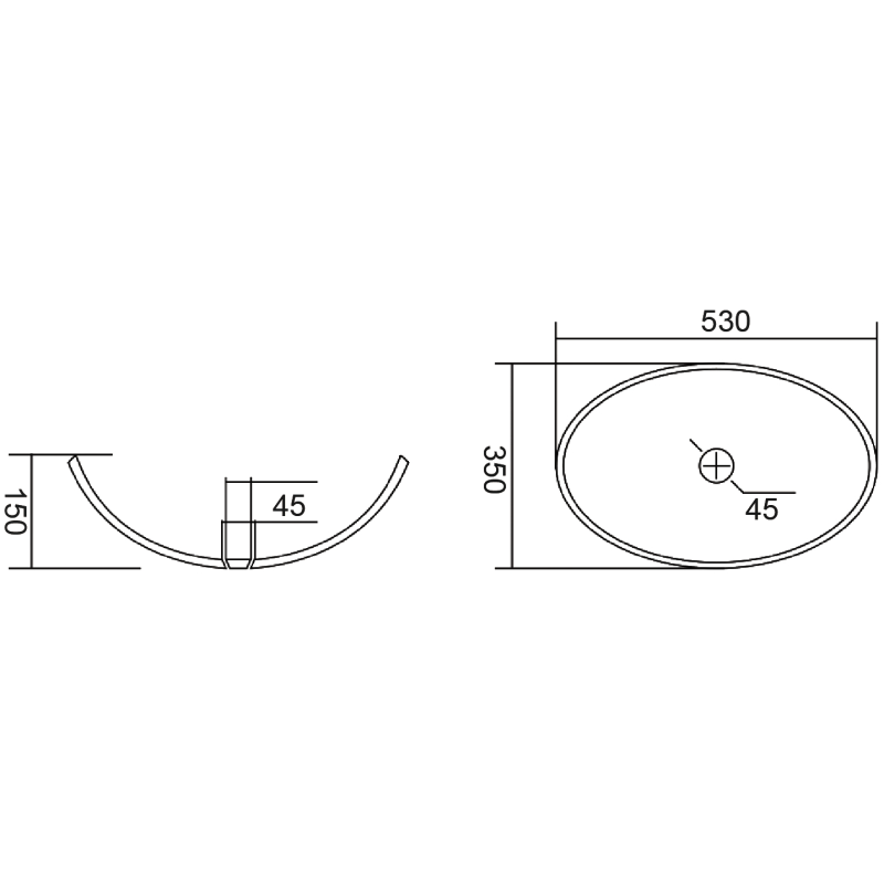 Mexen Zira chiuvetă de sticlă pe blat 53 x 35 cm, transparent - 24175300