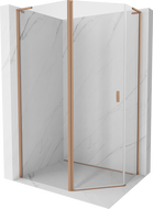 Mexen Mist L cabină de duș pentagonală asimetrică cu ușă batantă 100x80 cm, transparent, cupru periat - 8A8L-100-080-65-00