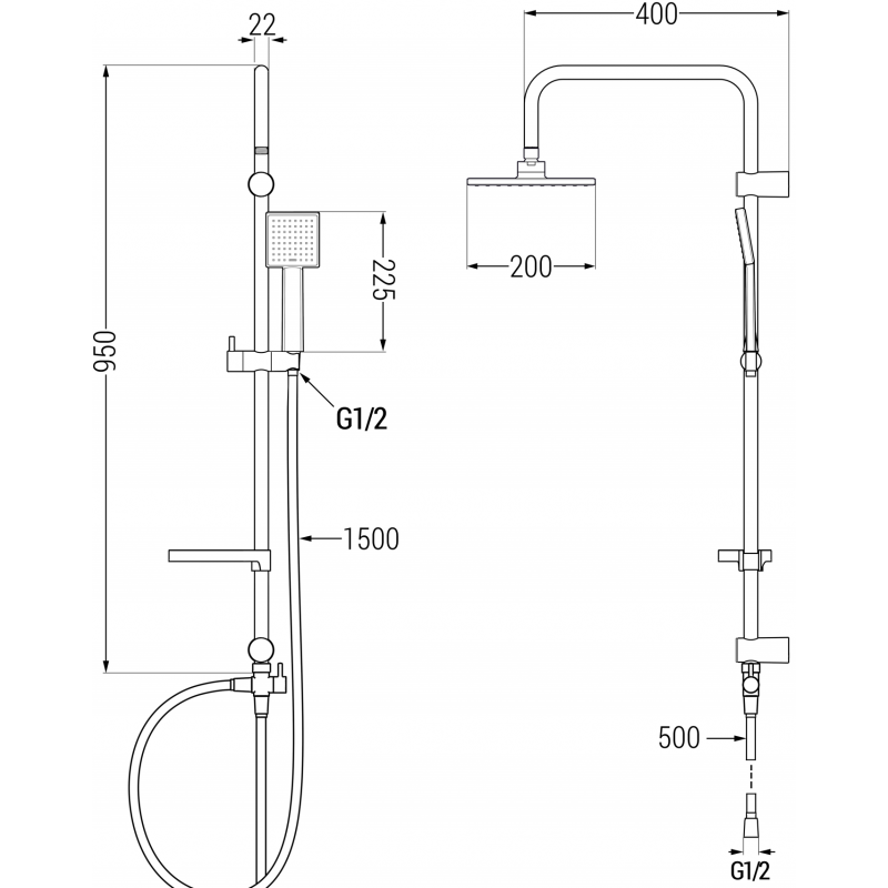Mexen T45 coloană de duș, neagră - 798454593-70