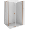 Cabină de duș pentagonală asimetrică Mexen Mist L cu ușă oscilantă 80x90 cm, transparentă, cupru periat - 8A8L-080-090-65-00