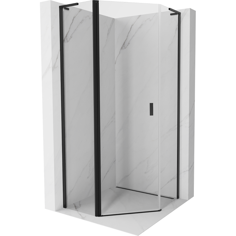 Cabină de duș pentagonală Mexen Mist L, ușă pivotantă 90 x 90 cm, transparent, negru - 8A8L-090-090-70-00
