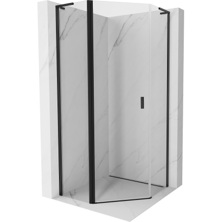 Cabină de duș pentagonală Mexen Mist L, ușă pivotantă 90 x 90 cm, transparent, negru - 8A8L-090-090-70-00