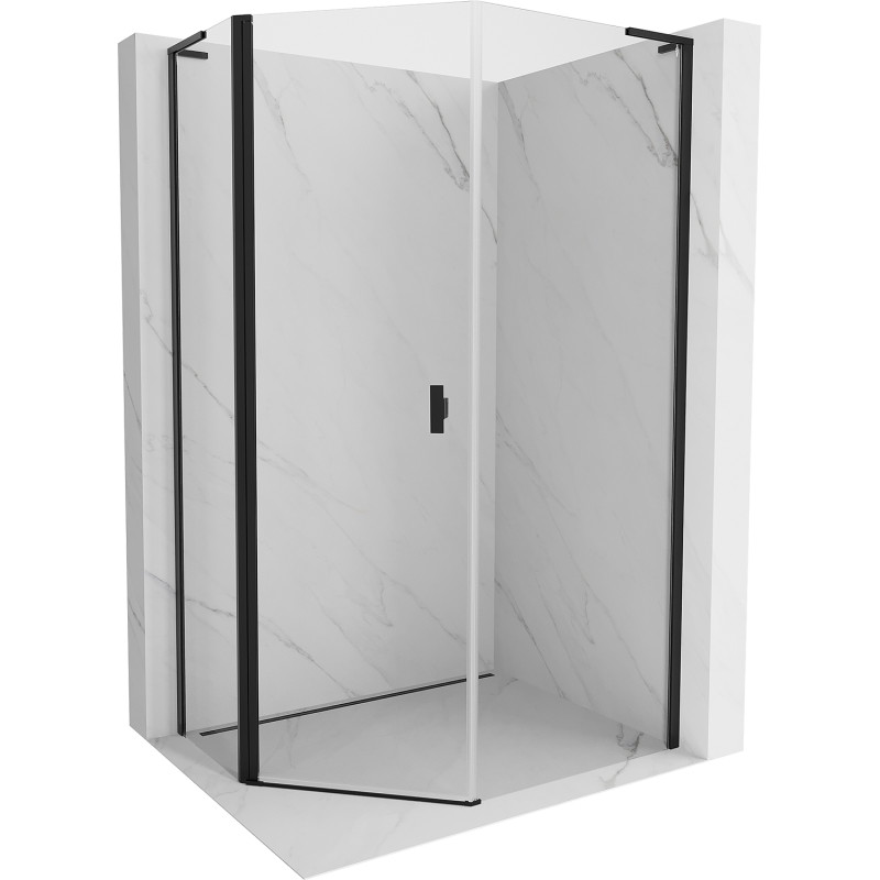 Mexen Mist L cabina de duș pentagonală asimetrică cu balamale 90 x 100 cm, transparent, neagră - 8A8L-090-100-70-00
