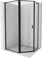 Mexen Mist L cabina de duș pentagonală asimetrică cu deschidere pe stânga 90 x 80 cm, cadru negru, negru