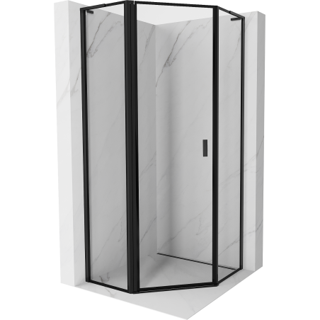Mexen Mist L cabină de duș pentagonală rabatabilă stânga 90 x 90 cm, ramă neagră, neagră - 8A8L-090-090-70-70-L