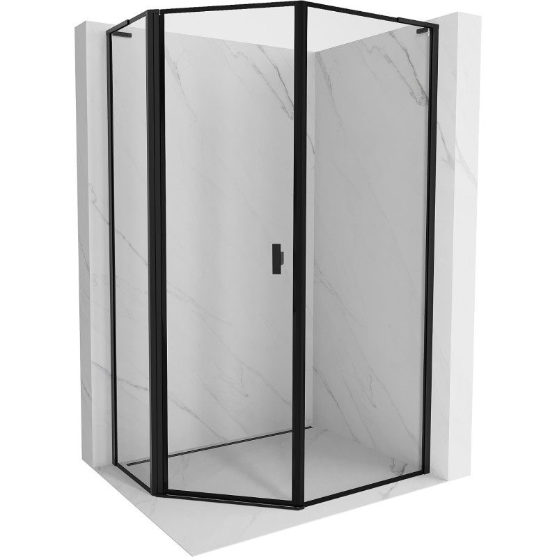 Mexen Mist L aszimmetrikus balra nyíló ötoldalú zuhanykabin 90 x 100 cm, fekete keret, fekete - 8A8L-090-100-70-70-L